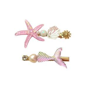 Pink Iridescent Mermaid and Starfish Alligator Hair Clips